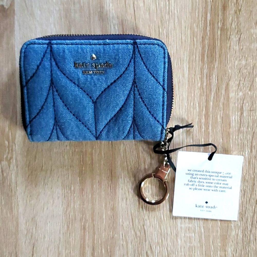 Kate Spade Briar Lane Denim Wallet with Keychain